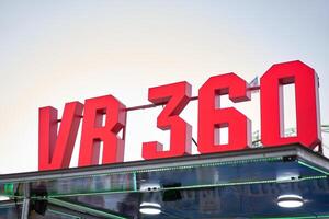 Virtual reality VR360 letter signboard. Technique for creating the illusion of reality photo