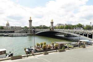 PARIS France 02 June 2018 Pont Alexandre III bridgeThe most ornate, extravagant bridge in Paris photo