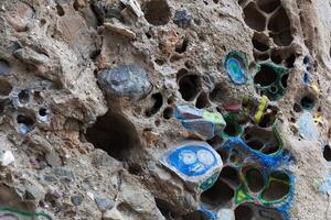 natural colored pattern on a single stone with moss and fungus wind Salts time photo