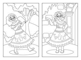 Magical Girl Children Coloring Pages vector