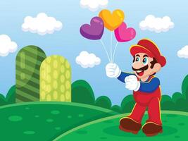 Plumber Holding Balloons Fantasy vector