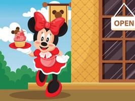 Cute Mouse Selling Cake vector