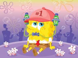 Man in Square Pants Playing Hat Bubbles vector