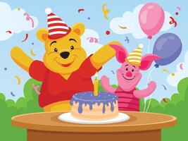 Cute Animals Celebrating Birthday Party vector