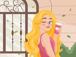 Girl Hangout Drinking Coffee vector