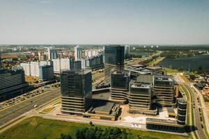 View from the height of Pobediteley Avenue in Minsk.New residential and business district in Minsk.Belarus photo