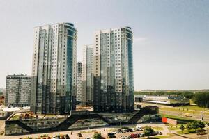 View from the height of Pobediteley Avenue in Minsk.New residential and business district in Minsk.Belarus photo