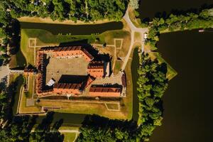 Top view of the Nesvizh Castle and the park in the summer.Belarus photo