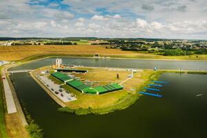 Top view of the Rowing Canal in the city of Zaslavl near Minsk.Belarus photo