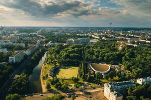 Sports ground and sports complex in the city's Gorky Park in Minsk.Soccer field and hockey complex in the city of Minsk.Belarus photo