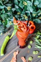 Bloody Drink With Multiple Garnishes photo