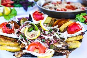 White Plate Topped With Assorted Delicious Food photo