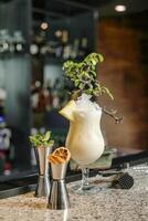 Close Up of a Cocktail on a Bar Counter photo