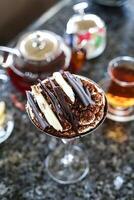 Table Adorned With Glasses of Tea and Assorted Desserts photo