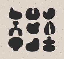 Abstract art styled icons different shapes drawing on beige background vector