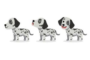 Set of cartoon character cute dalmatian dog vector