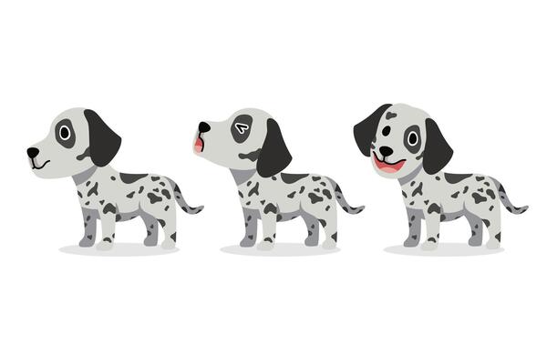 Set of cartoon character cute dalmatian dog
