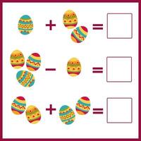 matemático ejemplos con Pascua de Resurrección huevos para niños pequeños vector