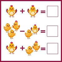 mathematical examples with chickens for toddlers vector