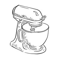 A line drawn sketch of an electric mixer. The perfect bakery accessory for any kitchen. vector