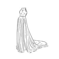 A line drawn illustration of a boho sleeveless dress, which could be used for bridal boutiques, wedding blogs and so much more vector