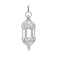 A Moroccan lantern made out of glass panels and metal with a hook on the top. Commonly found in the Souks of Morocco vector