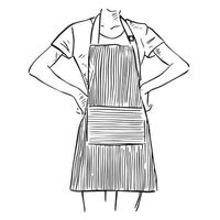 A woman in a stripy apron. vector