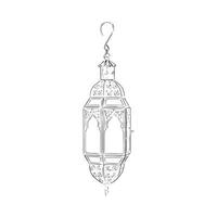 A line drawn illustration of a Moroccan lantern made out of glass panels and metal. Commonly found in the Souks of Morocco. Hand drawn. vector