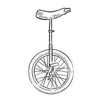 A line drawing of a unicycle. Created by hand on procreate taking inspiration from circus acrobats. vector