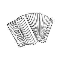 A line drawn illustration of a accordion in black and white vector