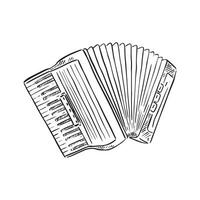 A line drawn illustration of a accordion in black and white vector