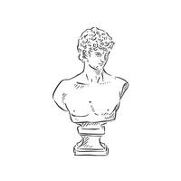 un línea dibujado ilustración de un negro y blanco masculino busto. dibujado en un incompleto estilo vector