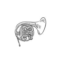 A line drawn illustration of a tuba in black and white vector