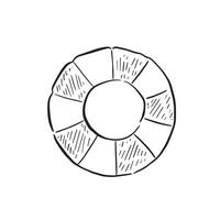 A line drawn sketch of a rubber ring in black and white vector