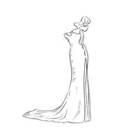 A line drawn illustration of a showstopper structured dress, which could be used for bridal boutiques, wedding blogs and so much more vector