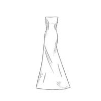 A line drawn illustration of a classic taffeta high neck dress, which could be used for bridal boutiques, wedding blogs and so much more vector