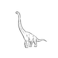 A line drawn illustration of a brachiosaurus. Hand drawn in black and white and shaded using lines. A simple sketchy style illustration vector