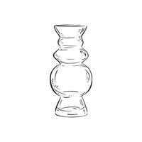 A line drawn black and white illustration of a glass vase, shaded using lines and drawn in a sketchy style vector