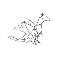 A line drawn origami dragon. Inspired by the Japanese paper folding technique. The dragon is a very detailed and technical fold. One of the hardest. vector