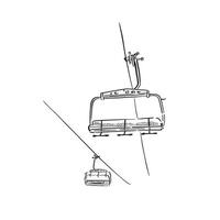 Line drawn ski lift in black and white. vector