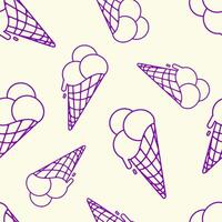 Ice cream cone seamless pattern.Ice cream scoop in a waffle cone outline pattern for summer prints, background, wallpaper, textiles, packaging. illustration vector