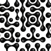 3d morph liquid connecting shapes seamless pattern background.Abstract Black 3d meta balls collection. Connected morph dots. Liquid blobs fluid set. illustration vector