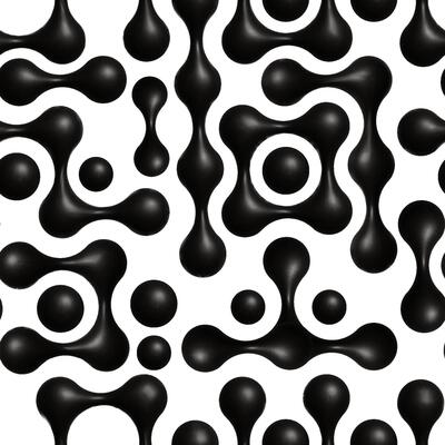 3d morph liquid connecting shapes seamless pattern background.Abstract Black 3d meta balls collection. Connected morph dots. Liquid blobs fluid set. illustration
