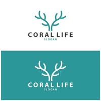 seaweed logo coral logo simple leaf logo underwater plant design vector