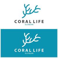 seaweed logo coral logo simple leaf logo underwater plant design vector