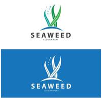 seaweed logo coral logo simple leaf logo underwater plant design vector