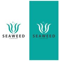 seaweed logo coral logo simple leaf logo underwater plant design vector