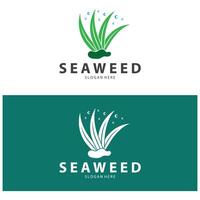 seaweed logo coral logo simple leaf logo underwater plant design vector