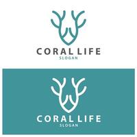 seaweed logo coral logo simple leaf logo underwater plant design vector