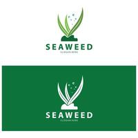 seaweed logo coral logo simple leaf logo underwater plant design vector